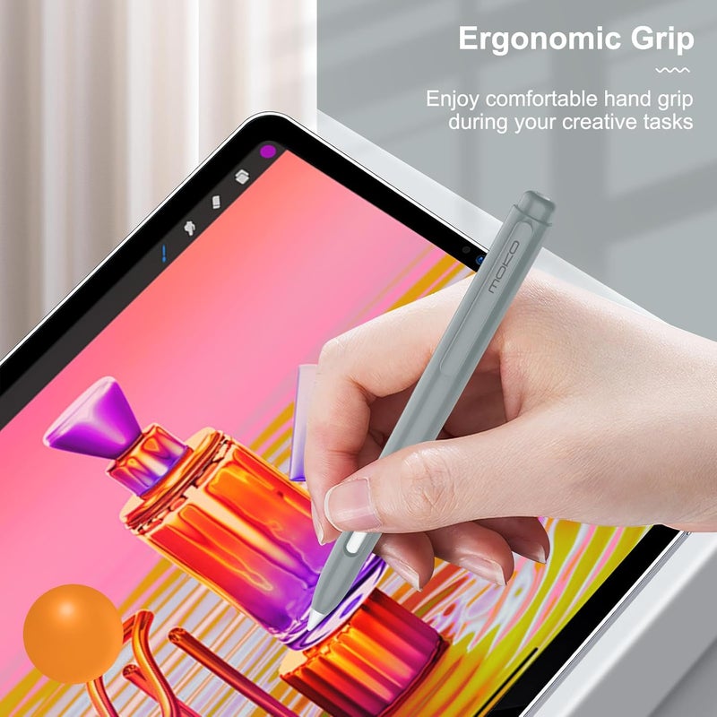 MoKo Holder Case Compatible with Apple Pencil 2nd Generation, Retractable Protective Apple Pencil Cover with Sturdy Clip, Hard PC Apple Pencil Case, Support Double-Tap, Silver Gray - Image 5